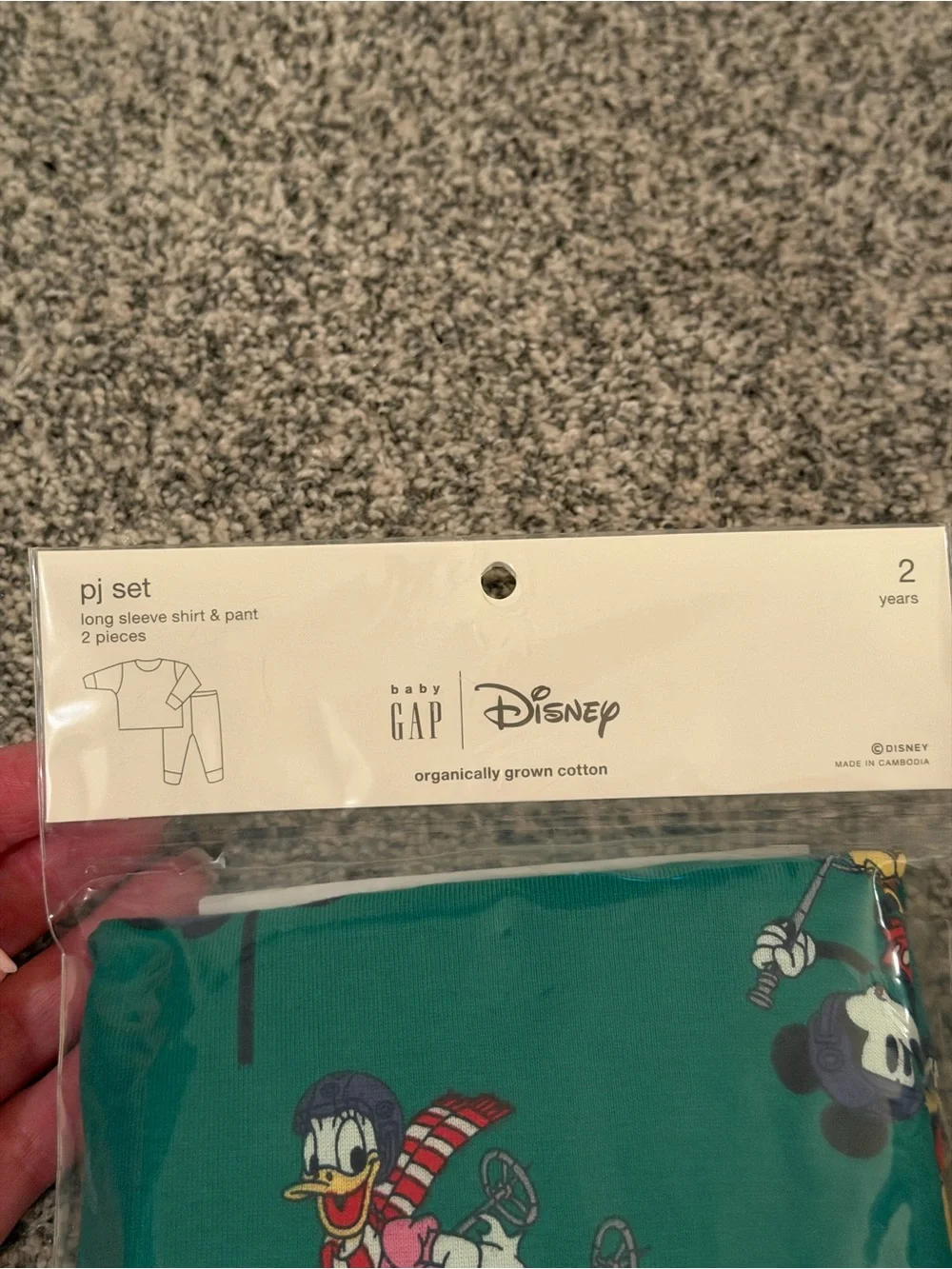 Disney Green Mickey & Friends Skiing Pajama Set